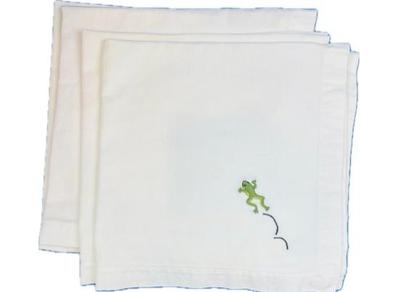 Sale Photo Thumbnail #113: Pottery Barn Cotton Napkins With Frog Embroidery- Signed "Pottery Barn"