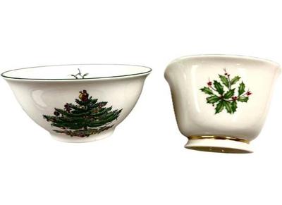 Sale Photo Thumbnail #117: Christmas Lenox & Spode Porcelain Bowls - Each Signed On Base