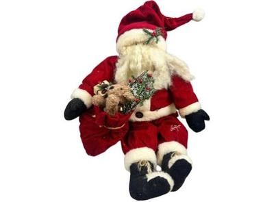 Sale Photo Thumbnail #151: Santa In Corduroy Suit With Toy Satchel - Approx 21" In Length