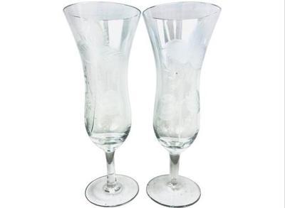 Sale Photo Thumbnail #94: Acid Etched Vintage Parfait Flutes