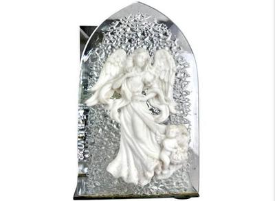 Sale Photo Thumbnail #76: Glass & Mirrored Christmas Votive Candle Holder With Angel Design