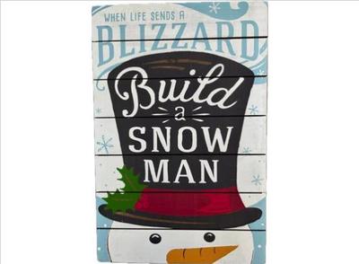 Sale Photo Thumbnail #33: Seasonal Wood Sign - 'when Life Sends A Blizzard Build A Snowman' By Demdaco