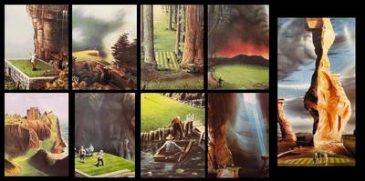 Loyal H. Chapman “18 Holes of Fantasy” Prints | 9-Piece Framed Collection | Golf Art Series
