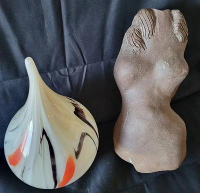 FEMALE SCULPTURE AND ART GLASS BY DAVID MACINNES