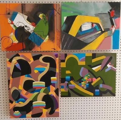 FOUR LARGE ORIGINAL ABSTRACT PAINTINGS BY DAVID MACINNES