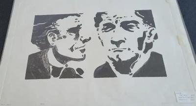 "TWO MEN" AND "DANCE OF THE BIOMORPHS" MONOPRINTS BY DAVID MACINNES