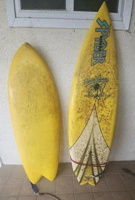 PAIR OF YELLOW SURFBOARDS