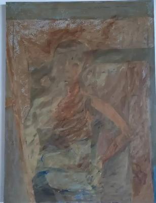 WOMAN IN BROWN ORIGINAL ABSTRACT PAINTING ON CANVAS BY DAVID MACINNES
