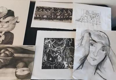 GREAT COLLECTION OF BLACK/WHITE SKETCHES AND PRINTS BY DAVID MACINNES 