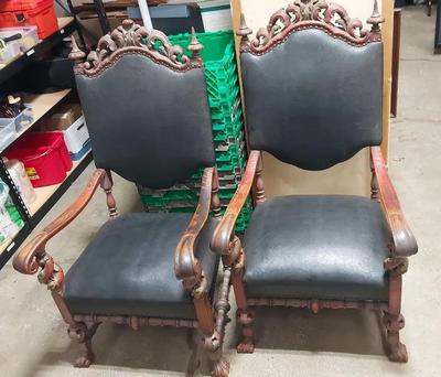 ANTIQUE VICTORIAN MAHOGANY BLACK CHAIRS-FROM HEARST CASTLE?