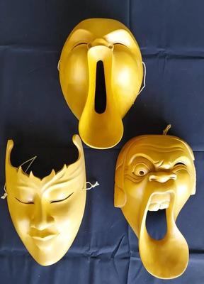 WHIMSICAL HAND CARVED WOODEN MASKS SIGNED BY ARTIST 