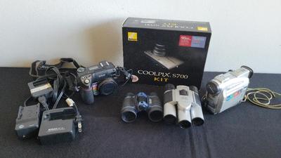 FILM AND DIGITAL CAMERAS, CAMCORDER, & BINOCULARS 