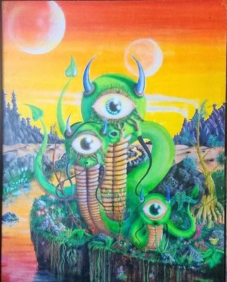 UNIQUE ALIEN PAINTING BY STEVE ANDROFF