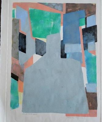 "GREY DOMINANT" ORIGINAL PAINTING AND "BLUE DOMINANT" ROUGH DRAFT PRINTS BY DAVID MACINNES