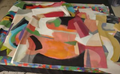 ONE DOZEN UNSTRETCHED CANVASES OF ABSTRACT ART