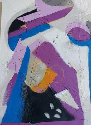 PURPLE, WHITE, AND BLUE ABSTRACT ORIGINAL CANVAS BY DAVID MACINNES