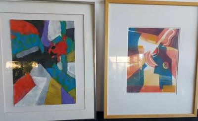 DAVID MACINNES "FLIGHT OF ICARUS III" 2004 AND ABSTRACT ORIGINAL FRAMED