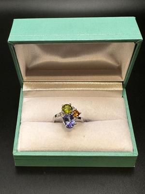 Sale Photo Thumbnail #46: 14k gold, tanzanite, citrine & peridot ring - includes appraisal certificate 