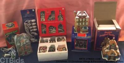 Christmas 10 christmas village porcelain light sets (7 pcs)