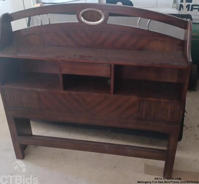 Mahogany full size bed frame and mattress