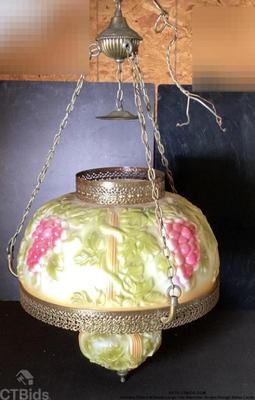 Antique dillard m smith large 14a diameter grape design glass lamp