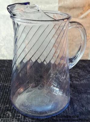 Vintage blue swirled glass pitcher