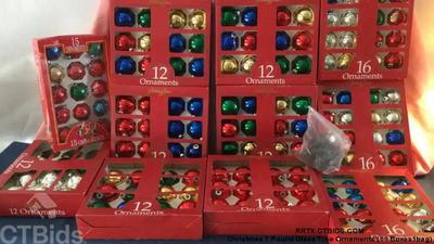 Christmas 7 round glass tree ornaments 11 boxes1bag)