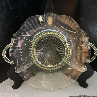 Lancaster glass a darta yellow handled serving tray