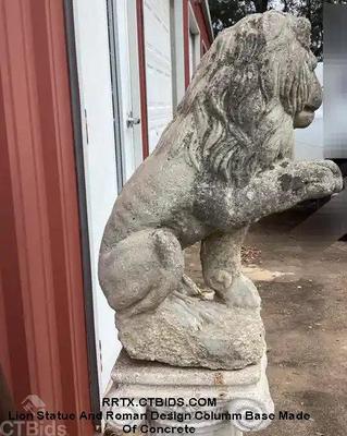 Lion statue and roman design columm base made of concrete