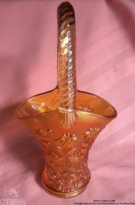 Vintage imperial carnival glass basket 1 pc) rare find