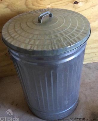 Galvenized steel trash can set of 3 with lids 6 pcs)