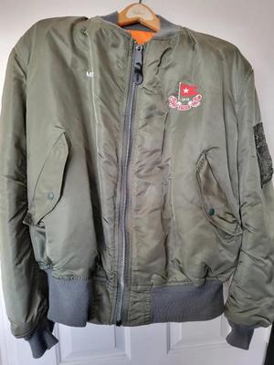 VINTAGE ALPHA INDUSTRIES FLIGHT JACKET WITH "WHITE STAR LINE" PATCH AND "TITANIC" EMBROIDERY