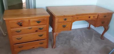 FARMHOUSE WOODEN DESK AND CHEST OF DRAWERS