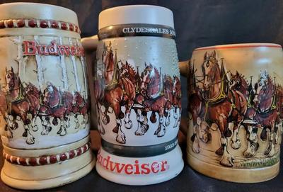 TRIO OF CERAMARTE BUDWEISER CLYDESDALE STEINS