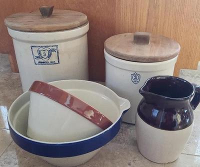 STONEWARE LIDDED CROCKS AND MORE