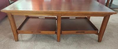 FUNCTIONAL WOODEN STANLEY COCKTAIL TABLE WITH TRAYS