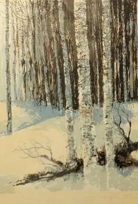"BIRCHES" COLOR SERIGRAPH BY CARY HINTE