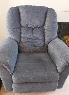 BLUE UPHOLSTERED RECLINER ROCKER 