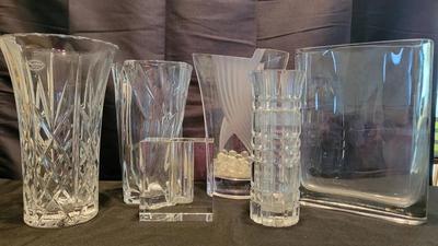 GORGEOUS CRYSTAL AND GLASS VASES BY SAMOBOR, MIKASA, AND MORE