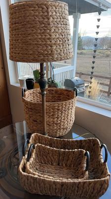 Water Hyacinth Woven Baskets & Lamp