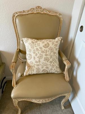 French Louis XV–Style Accent Chair & Decorative Pillow