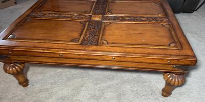 Carved Top Hinge Accent Living Room Table