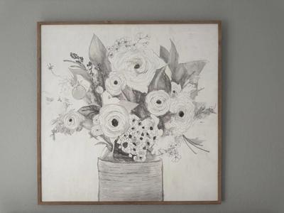 Framed Black & White Floral Canvas Wall Art