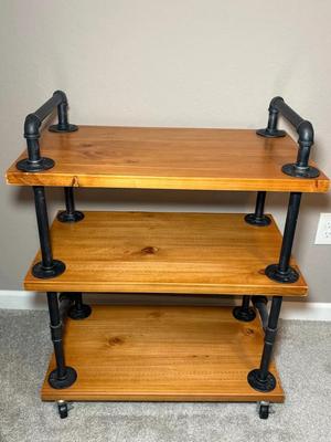 Kim Las Industrial Wooden Rolling Shelf