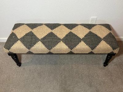 LR Home Modern Natural Jute & Black Diamond Indoor Bench