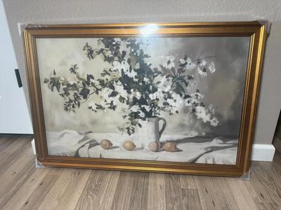 “Blossom Print on Canvas” Wall Art in Gold Frame 