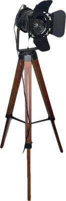 Zompoo Industrial Floor Lamp w/ Black Metal Shade & Wooden Legs #2