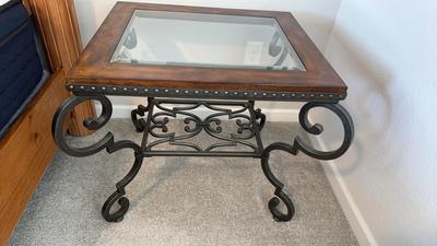 Scrolling Iron Leg End Table