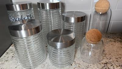 Circleware & Ball Cork Top Glass Cannisters