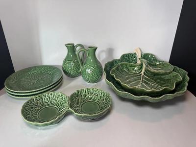 Bordallo Pinheiro Green Cabbage Earthenware Dinnerware Collection